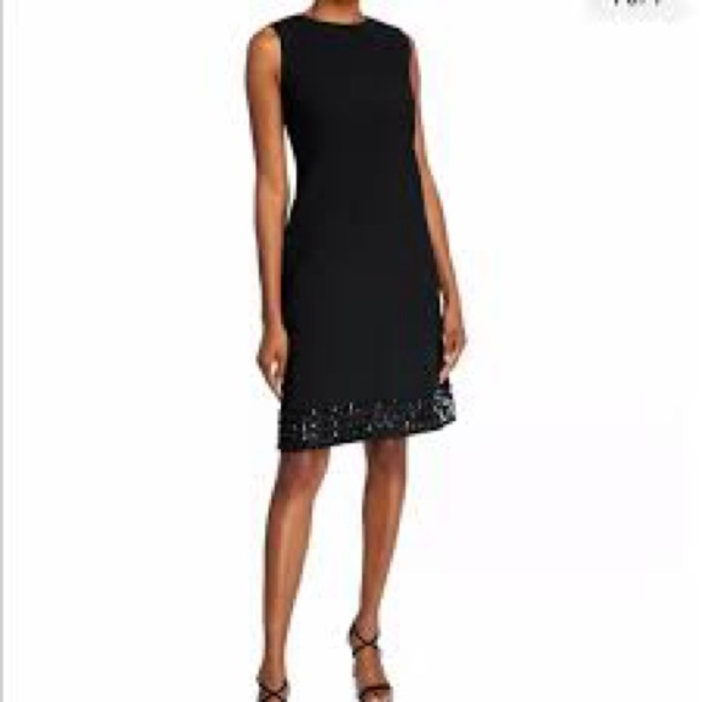 Lafayette 148 Morganna Embellished Shift Dress in Black Ink Size Large